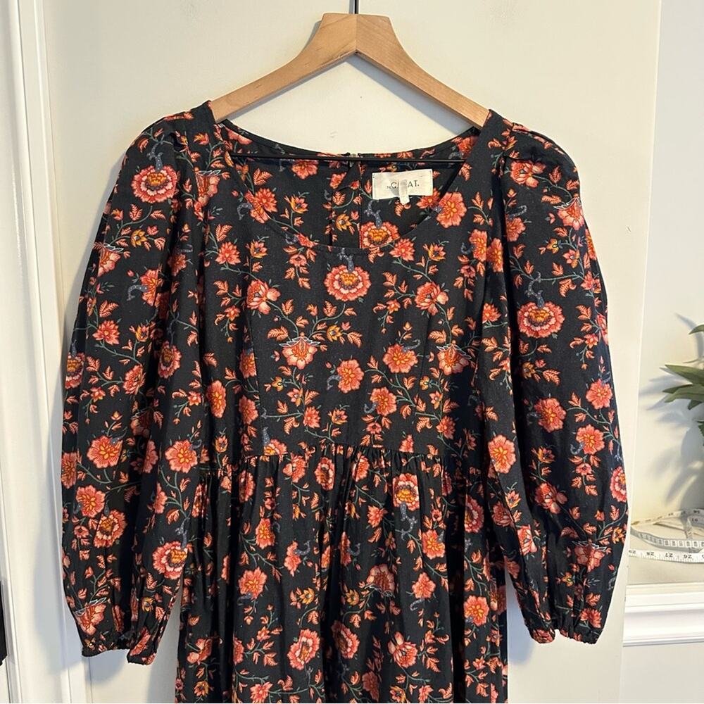 THE GREAT. Black Pink Cotton Floral Maxi Dress XS/S - Picture 12 of 13